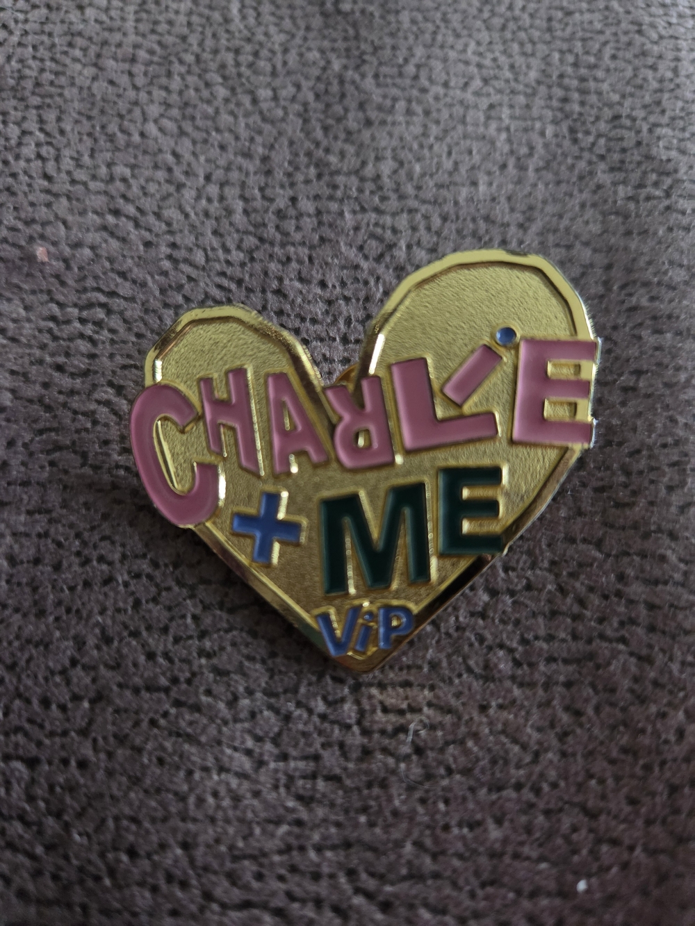 CHARLIE + ME Gold Heart Enamel Pin - Pink & Teal